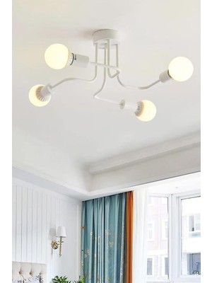 Avize Akrep Ahtapot Kollu Beyaz Renk Salon - Mutfak - Yatak Odası 4 Lü Avize