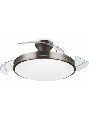 Atlas Dc Fan Ceiling Tavan Vantilatörlü Armatür, Açılır/kapanır Kanatlı, Kumandalı, Sarı/beyaz Işık 28W+35W - Nikel