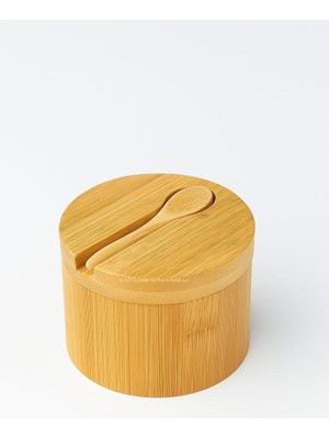 Kapaklı Kaşıklı Ahşap Baharatlık Doğal Ahşap Baharat Kabı Kaşık ve Kapaklı Tasarım Mutfak Tezgahı Için Şık Pratik Tuz Şeker Saklama Kutusu Baharat Organizer