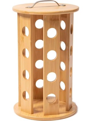 Home Bambu Ayaklı Kapsül Kahve Standı Organizer – Geniş Depolama Kapasiteli, Doğal Ahşap Malzemeden Şık ve Kap Dayanıklısül Düzenleyici, Kahve Kapsül Saklama (24 Gözlü Dönebilir)