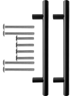 Mutfak ve Banyo Dolabı Kapakları ve Çekmeceler Için Metal Kulp Paslanmaz Mobilya Dolap Kulbu 128MM Mat Siyah 2 Adet