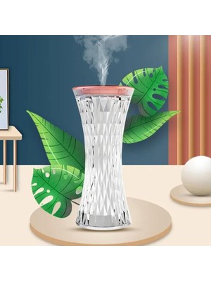 Masaüstü Lamba ve Nemlendirici Şarjlı Işık Kristal Elmas Desenli 7 Farklı Renk Atmosfer Lamba Göz Yormayan Işık Kitap Okuma Işığı Salon Oturma Odası Yatak Odası Aydınlatma 20CM x 9xm D13