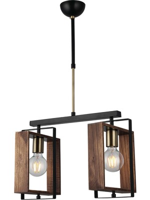 Lucea Karo 2'li Eskitme Siyah Boyalı Sıralı Avize 2 x E27