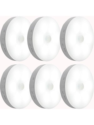 Hareket Sensörlü Gece Lambası, Duvar Lambası, Dolap Lambası, USB Şarj Edilebilir LED Işık, Akıllı Sensör Işığı, Pil ile Çalışan Işık, Dolap, Yatak Odası, Dolap, Koridor Vb. Için (Beyaz Işık, 6 Adet)