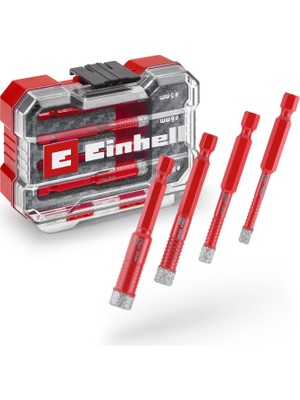 Einhell Xs-Case 4-Parça Elmas Taşlı Uç Seti (Kuru Kesim, 7 mm Elmas Kaplama, Parafin Dolgulu, Süper Ince Turbo Kesme Kenarı, E 6.3 Şaft, Saklama Kutusu Dahil) - 49500404