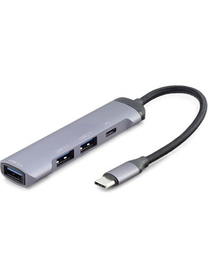 Type-C Hub 3*usb2.0 + Usb3.0 Gri HDX7040
