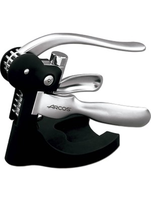 Gövdeli ve Çinko Alaşımlı Saplı Arcos Manuel Tirbuşon. Maual Kapsül Kesicili Çok Amaçlı Şişe Açacağı. Zahmetsiz Mantar Açma. Siyah ve Gümüş Renk. Toskana Serisi