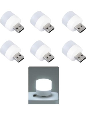 Mini LED Lambalar, Okuma Işığı, 6 Parçalı Taşınabilir Mini USB Gece Lambası, Mobil Led, Bebek Uykusu, Mobil Şarj Lambaları Için Küçük Yuvarlak Işıklar