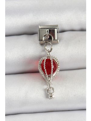 316L Çelik Gümüş Renk Kırmızı Uçan Balon Model Nomination Charm - TJ-BC1491