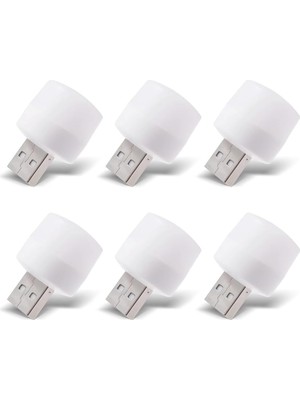 USB LED Küçük Beyaz Işık, USB Mini LED Lamba, Koridor, Tuvalet, Oturma Odası, Çocuk Odası Için Rehber Gece Aydınlatma Işığı (6 Adet)