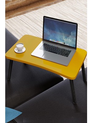 Laptop Sehpası Katlanabilir Yatak Koltuk Üstü Kahvaltı Bilgisayar Sehpası (Sarı)