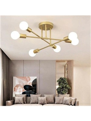 Avize Örümcek Çapraz Modern Spor Plofonyer Eskitme Salon - Mutfak - Yatak Odası 6 Lı Avize (Ampulsüz)