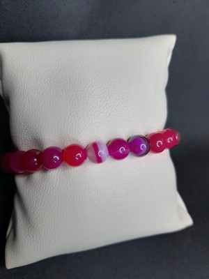 Mryart Pembe  Renk Doğal Akik Taşı Bileklik