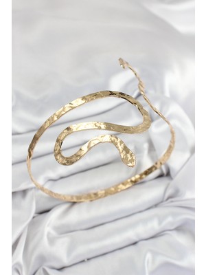Pirinç Yılan Model Gold Renk Kadın Pazu Bileklik - TJ-BB7524