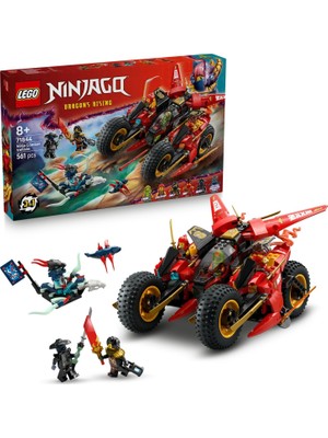 Ninja Savaş Aracı 71844-8 Yaş ve Üzeri Çocuklar Için 2 Ninja Motosikleti, 1 Jet ve 6 Minifigür Içeren 3’ü 1 Arada Oyuncak Yapım Seti, Doğum Günü Hediyesi (561 Parça)