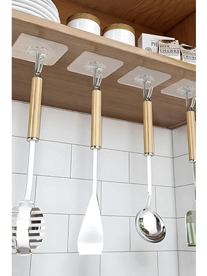 Adet Güçlü Şeffaf Duvar Askısı Askılığı Yapışkan Vantuz Kanca Mutfak Banyo Aksesuar