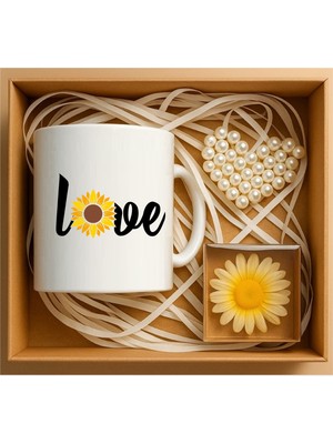 Papatya Motivasyon Hediye Kutusu, Hediye Sepetleri, Papatya Konsept Kupa, Papatya Mum, Kalp Anahtarlık Hediye Seti P1-01