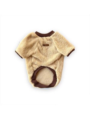 Kahverengi Peluş Köpek ve Kedi Sweatshirt, Rahat ve Şık Üst Giyim.