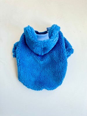 Mavi Kapüşonlu Peluş Sweatshirt, Rahat ve Şık Köpek Kıyafeti
