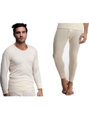 Hasyün Erkek %100 Yün Uzun Kol Fanila - Uzun Don Içlik Set 1001E/1002E - 1 Set