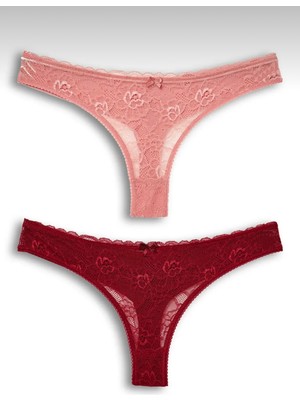 Kadın Dantelli 2'li Tanga Set Külot-Tanga-String