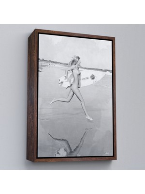 Çerçeveli Çıplak Sörfçü Kadın Kanvas TABLO-5240