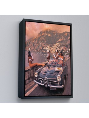 Çerçeveli Italya Posıtano Manzarası Çıplak Tavşan Kadınlar TABLOSU-7742