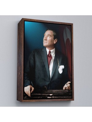 Çerçeveli Atatürk Portre Tablosu Mustafa Kemal Atatürk Dikdörtgen Dekoratif Kanvas Tablo-64