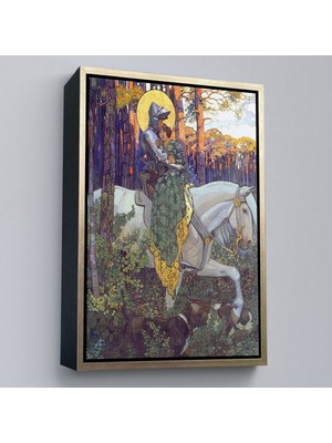 Çerçeveli Beyaz At Üzerindeki Prenses ve Prens TABLOSU-6268