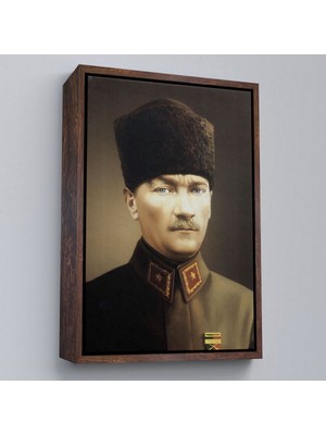 Çerçeveli Atatürk Portre Tablosu Mustafa Kemal Atatürk Dikdörtgen Dekoratif Kanvas Tablo-61