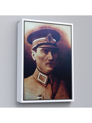 Çerçeveli Atatürk Portre Tablosu Mustafa Kemal Atatürk Dikdörtgen Dekoratif Kanvas Tablo-66
