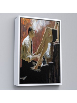 Çerçeveli Piyano Çalan Adam ve Kadın Duvar TABLOSU-6191