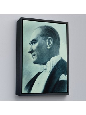 Çerçeveli Atatürk Portre Tablosu Mustafa Kemal Atatürk Dikdörtgen Dekoratif Kanvas Tablo-63