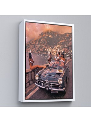 Çerçeveli Italya Posıtano Manzarası Çıplak Tavşan Kadınlar TABLOSU-7742