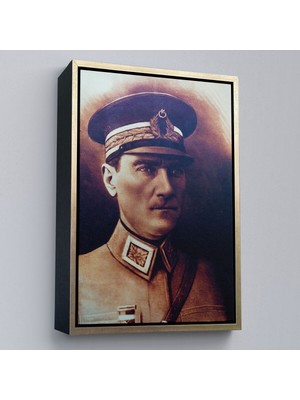 Çerçeveli Atatürk Portre Tablosu Mustafa Kemal Atatürk Dikdörtgen Dekoratif Kanvas Tablo-66