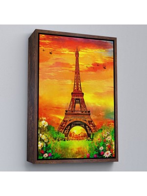 Çerçeveli Eyfel Kulesi Yağlıboya Görünüm Dekoratif Kanvas Duvar TABLOSU-5948
