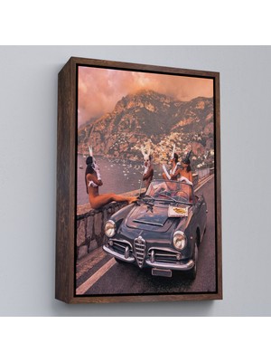 Çerçeveli Italya Posıtano Manzarası Çıplak Tavşan Kadınlar TABLOSU-7742