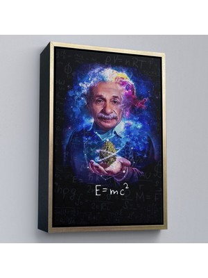 Çerçeveli Albert Einstein E=mc2 Kanvas Tablo, Matematik Öğretmeninin HEDIYESI-5244