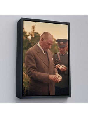 Çerçeveli Atatürk Portre Tablosu Mustafa Kemal Atatürk Dikdörtgen Dekoratif Kanvas TABLO-137