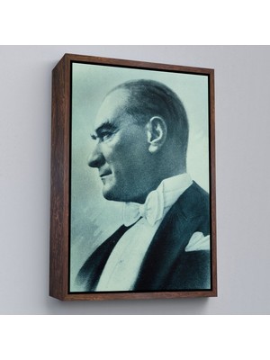 Çerçeveli Atatürk Portre Tablosu Mustafa Kemal Atatürk Dikdörtgen Dekoratif Kanvas Tablo-63