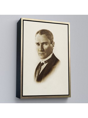Çerçeveli Atatürk Portre Tablosu Mustafa Kemal Atatürk Dikdörtgen Dekoratif Kanvas Tablo-59