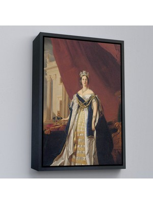 Çerçeveli Franz Xaver Winterhalter - Kraliçe Victoria Tablosu - Queen VICTORIA-8039
