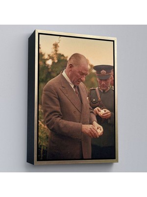 Çerçeveli Atatürk Portre Tablosu Mustafa Kemal Atatürk Dikdörtgen Dekoratif Kanvas TABLO-137