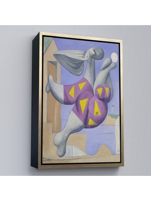 Çerçeveli Pablo Picasso - Plaj Topu Ile Yıkanıyor Tablosu - Pablo Picasso Bather With BEACHBALL-8076