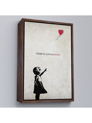 Çerçeveli Banksy Kırmızı Balonlu Kız Dekoratif Modern Kanvas TABLO-4962