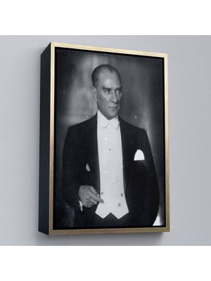 Çerçeveli Atatürk Portre Tablosu Mustafa Kemal Atatürk Dikdörtgen Dekoratif Kanvas TABLO-139