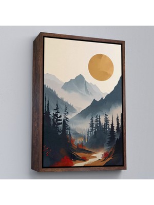 Çerçeveli Dağların Üstündeki Güneş Manzarası TABLO-7637