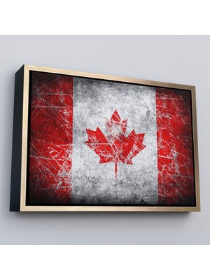 Çerçeveli Kanada Bayrağı Rustik Kanvas Tablo, Kanada Bayrağı Tablo, Ev ve Ofis DEKORU-5403