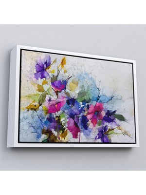 Çerçeveli Modern Sanat Soyut Çiçekler Dekoratif Kanvas Duvar TABLO-3650
