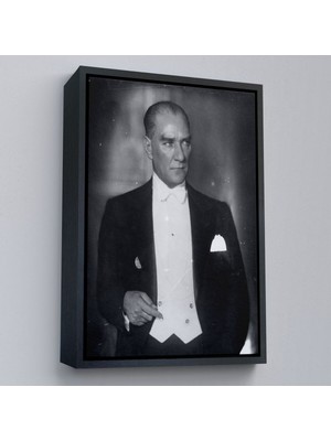 Çerçeveli Atatürk Portre Tablosu Mustafa Kemal Atatürk Dikdörtgen Dekoratif Kanvas TABLO-139